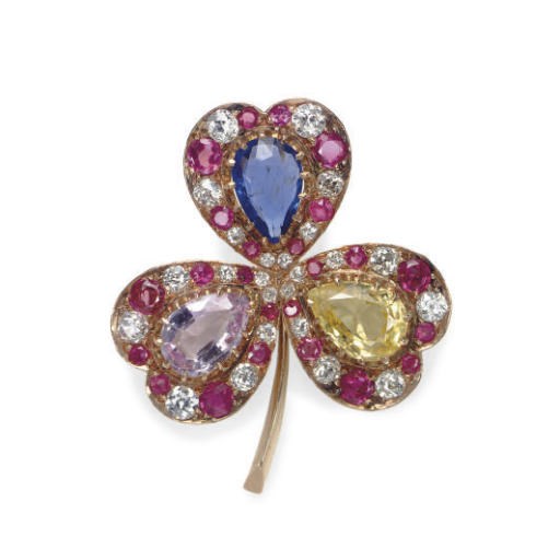 AN ANTIQUE MULTI-GEM, DIAMOND AND GOLD BROOCH