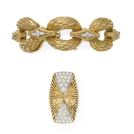 A GROUP OF DIAMOND AND 18K GOLD JEWELRY