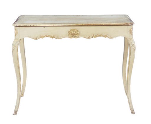 A GREY-PAINTED AND PARCEL-GILT WRITING TABLE,