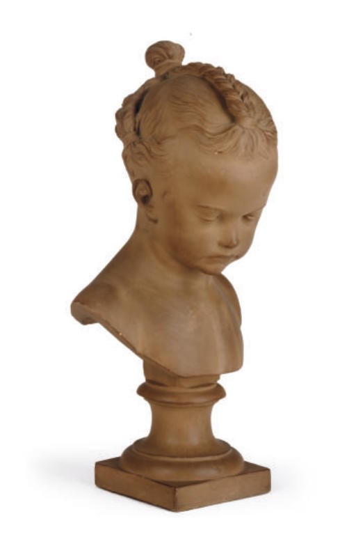 A TERRACOTTA BUST OF A YOUNG GIRL,