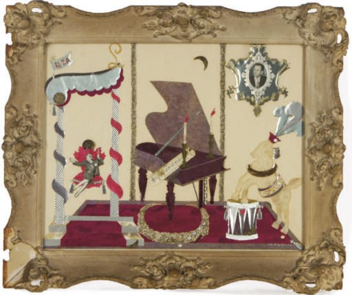 A FRAMED TINSEL AND COLLAGE VALENTINE GIVEN TO THE HARTS,