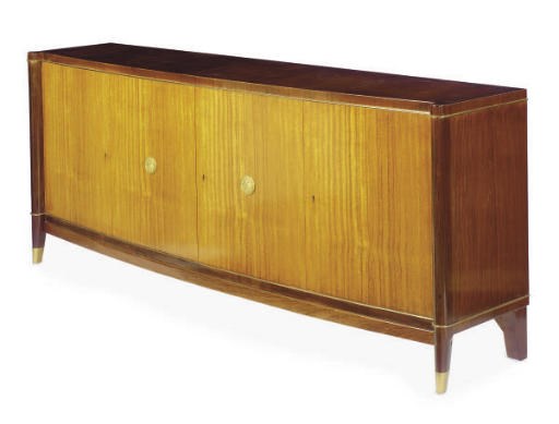 A FRENCH ART DECO GILT-METAL MOUNTED MAHOGANY AND SYCAMORE SIDEBOARD,