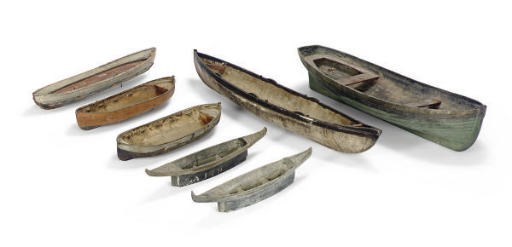 A GROUP OF SEVEN BOAT AND BOAT HULL MODELS,