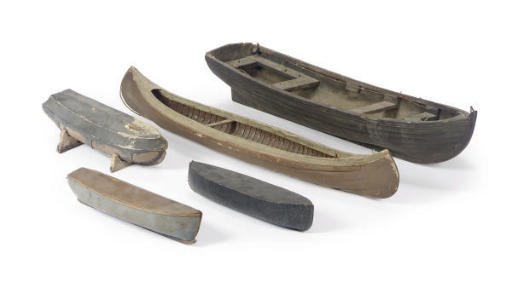 A GROUP OF SEVEN BOAT AND BOAT HULL MODELS,