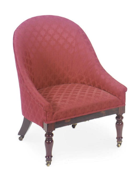 A VICTORIAN ROSEWOOD AND UPHOLSTERED CHILD'S CHAIR**,