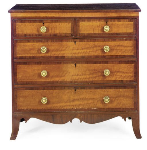 AN AMERICAN FEDERAL MAHOGANY CHEST-OF-DRAWERS,
