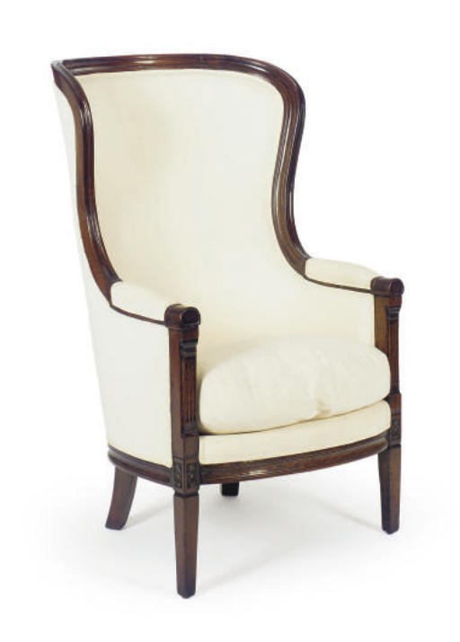 A CONTINENTAL MAHOGANY BERGERE,