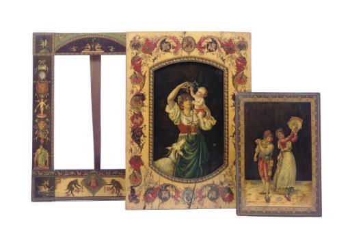 A GROUP OF ITALIAN STAINED-FRUITWOOD, EBONY AND MARQUETRY PANELS,
