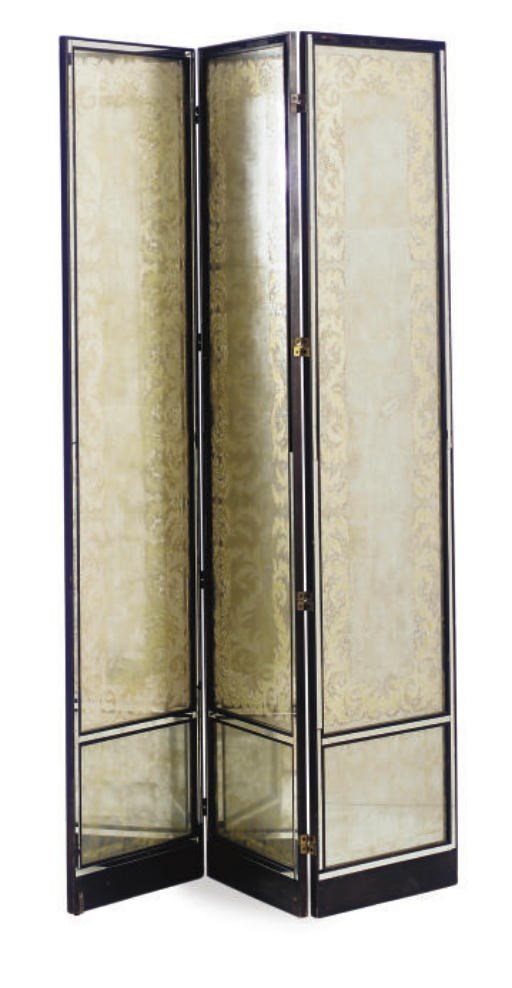 A THREE-PANEL MIRRORED FLOOR SCREEN,