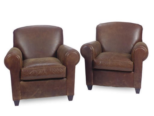 A SET OF FOUR LEATHER CLUB CHAIRS,