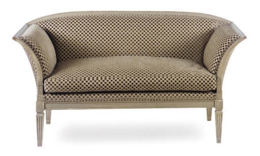 A PAIR OF GREY-PAINTED SETTEES,