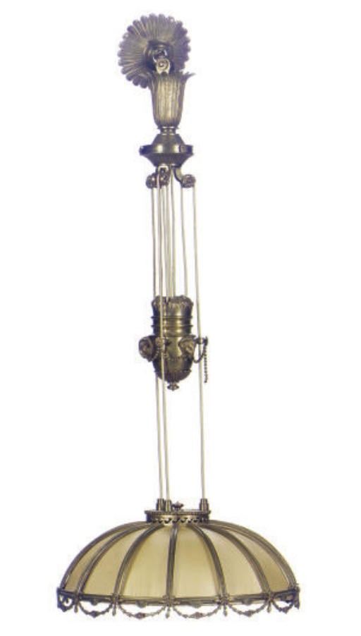 A GILT-BRONZE ADJUSTABLE DOME-SHAPED CHANDELIER,