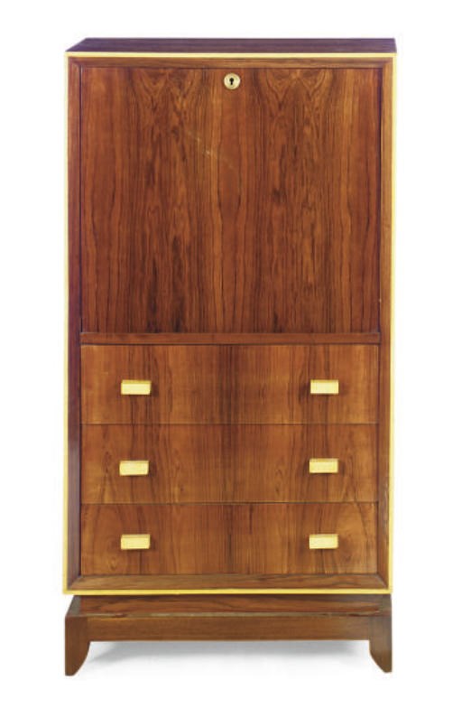 A ROSEWOOD AND SYCAMORE SECRETAIRE**,