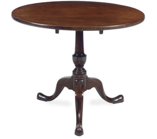 A GEORGE III MAHOGANY TILT-TOP TEA TABLE,