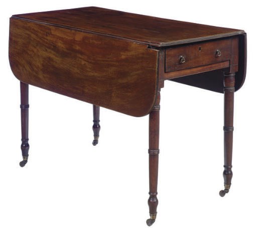 A REGENCY MAHOGANY DROP-LEAF TABLE,