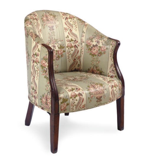 A GEORGE III MAHOGANY TUB ARMCHAIR,