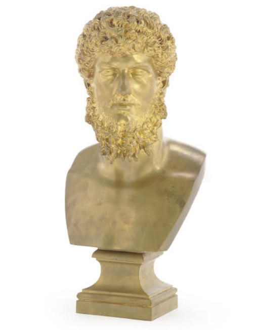 A BELGIAN GILT-BRONZE BUST OF A ROMAN,