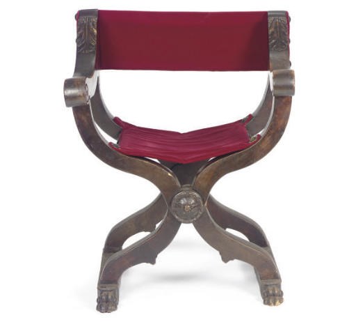 A WALNUT SAVONAROLA CHAIR,