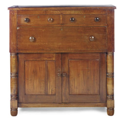 AN AMERICAN MAHOGANY LOW CUPBOARD,