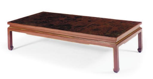 A SCARLET AND GILT-LACQUERED LOW TABLE,