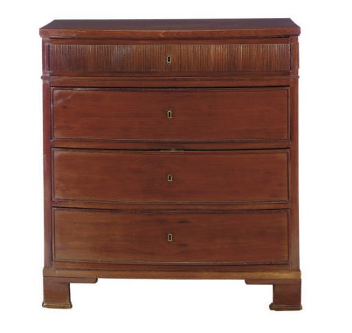 A SWEDISH MAHOGANY CHEST OF DRAWERS,