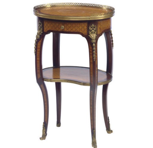 A FRENCH GILT-BRONZE MOUNTED MAHOGANY AND PARQUETRY SIDE TABLE,