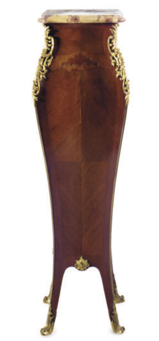 A FRENCH ORMOLU-MOUNTED KINGWOOD BOMBE PEDESTAL,