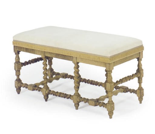 A TURNED OAK BENCH,