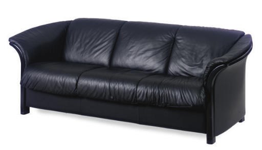 A NORWEGIAN BLACK LEATHER UPHOLSTERED SOFA,