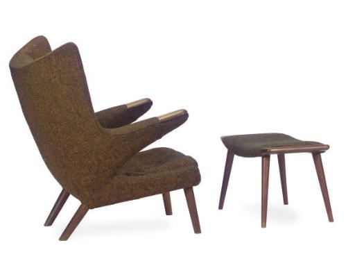 A 'PAPA BEAR' CHAIR AND OTTOMAN