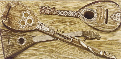 AN ITALIAN LITHOGRAPHED WOOD PANEL,