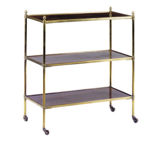 AN ENGLISH BRASS-MOUNTED ROSEWOOD ETAGERE**,