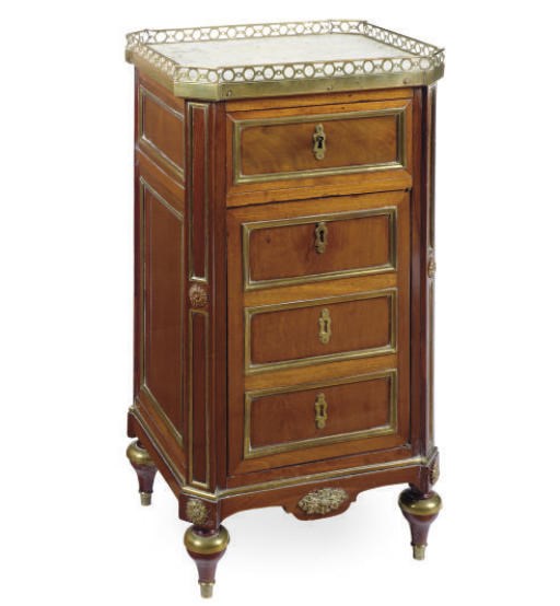 A FRENCH BRASS-MOUNTED MAHOGANY BEDSIDE CUPBOARD,