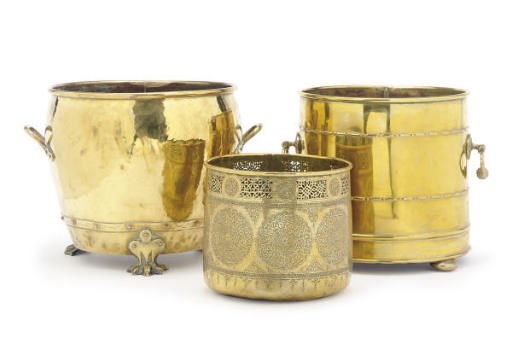 TWO ENGLISH BRASS BUCKETS,