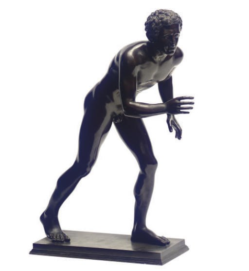 A PATINATED BRONZE FIGURE 'THE BOY WRESTLER'