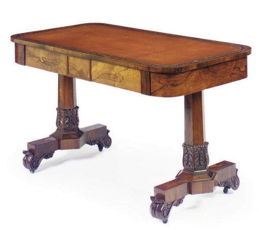 A REGENCY ROSEWOOD LIBRARY TABLE**,