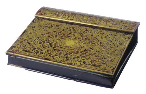 A NAPOLEON III BOULLE MARQUETRY, TORTOISESHELL AND EBONIZED LAP DESK**,