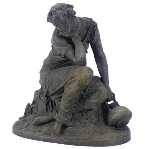A FRENCH BRONZE FIGURE OF A MAIDEN,