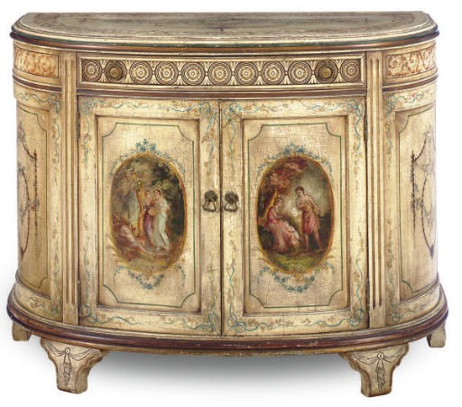 AN ITALIAN POLYCHROME-PAINTED SIDE CABINET,