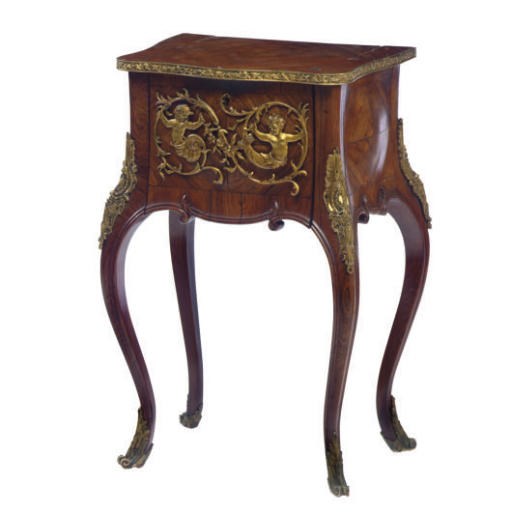 A FRENCH GILT-BRONZE MOUNTED KINGWOOD NIGHT COMMODE,