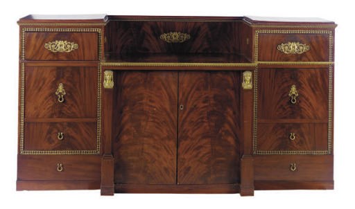 AN ORMOLU-MOUNTED MAHOGANY SIDE CABINET,