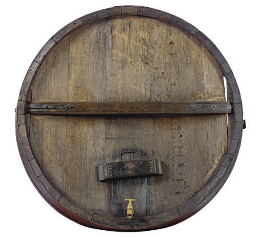 A FRENCH OAK WINE BARREL FACE,