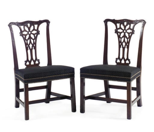 A PAIR OF GEORGE III MAHOGANY SIDE CHAIRS,