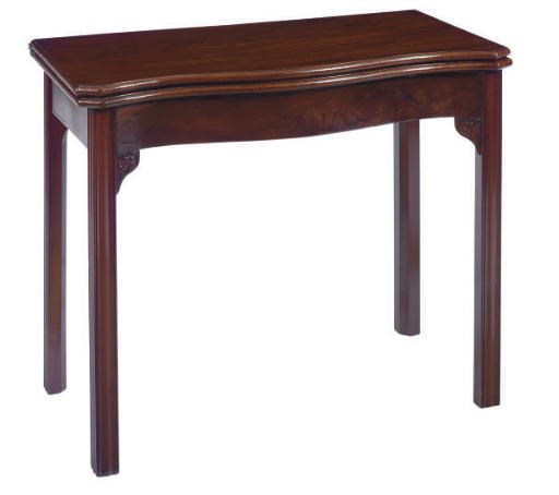 A GEORGE III MAHOGANY SERPENTINE TEA TABLE,