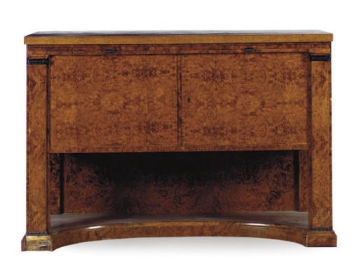 A BURR MAPLE SIDE CABINET,