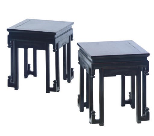 A PAIR OF CHINESE HARDWOOD OCCASIONAL TABLES