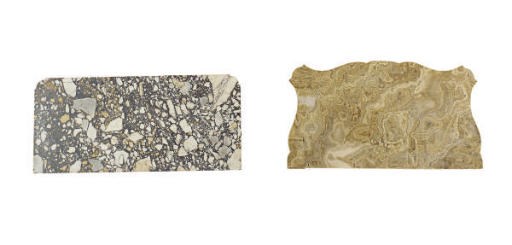 TWO MARBLE TABLE TOPS,