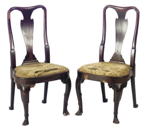 A PAIR OF ENGLISH MAHOGANY SIDE CHAIRS,