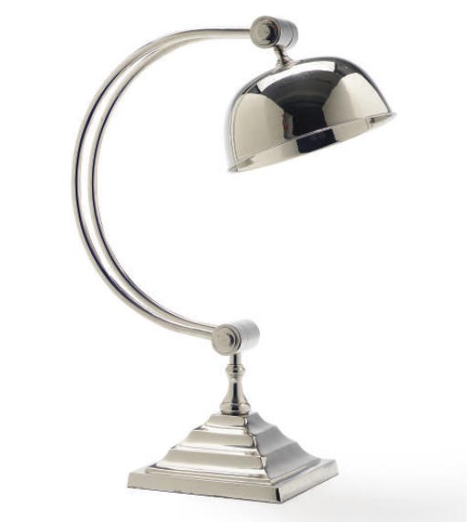 A CHROMED-METAL ADJUSTABLE TABLE LAMP,