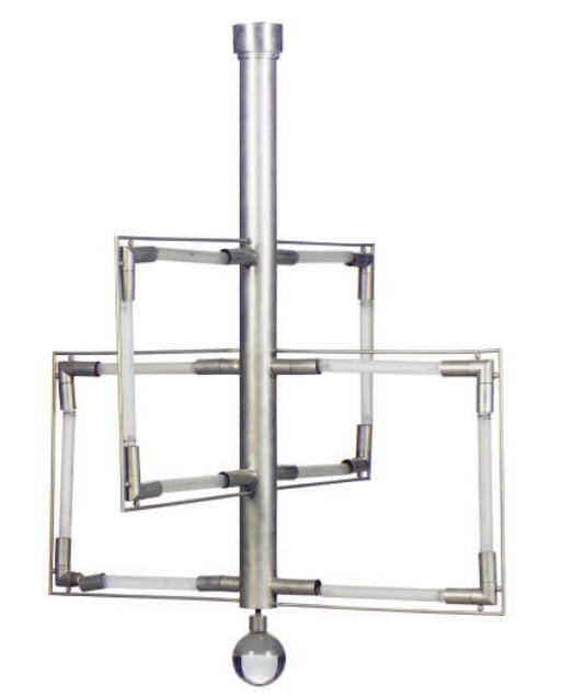 A NICKELED-METAL AND GLASS CHANDELIER,